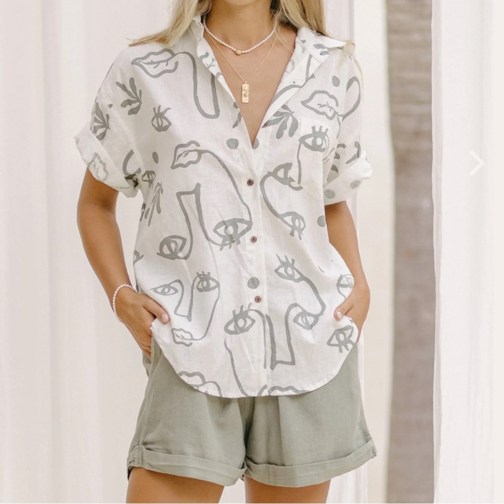 Luna & Rose Jan Shirt Plant Eyes Organic Cotton Size Small